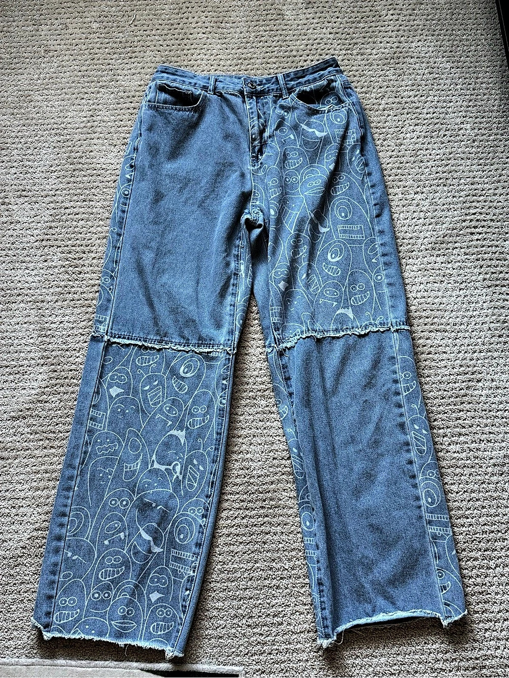 SHEIN High Waist Cartoon Graphic Wide Leg Jeans Size 8